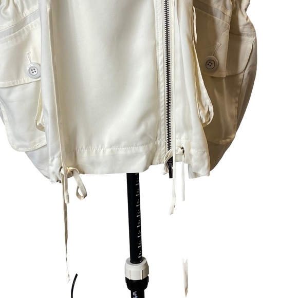 CATHERINE MELANDRINO White 100% Silk Utility Jacket Quiet Luxury Plus Size 14 - Picture 14 of 16